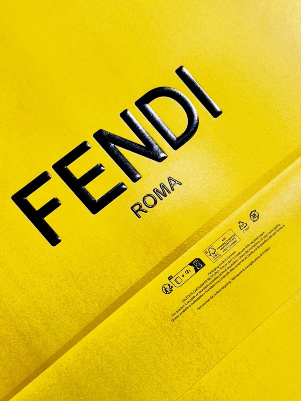 FENDI Roma Reusable Paper Shopping Gift Bag Yellow Size 15.5 “ By 16.5” - Picture 5 of 9